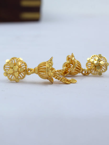 Gold Plated Floral Jhumki Drop Earrings