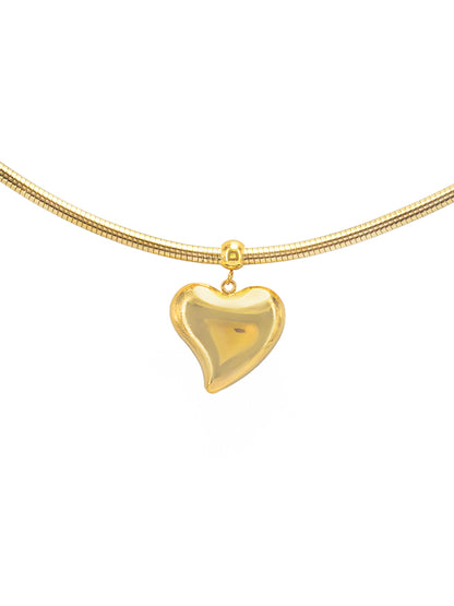 Stainless Steel Heart Hasli Choker Necklace | Trendy Anti Tarnish Gold Plated Choker Necklace