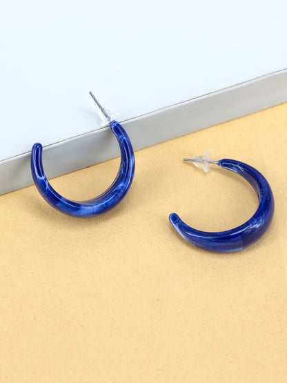 Blue Half Hoop Earrings