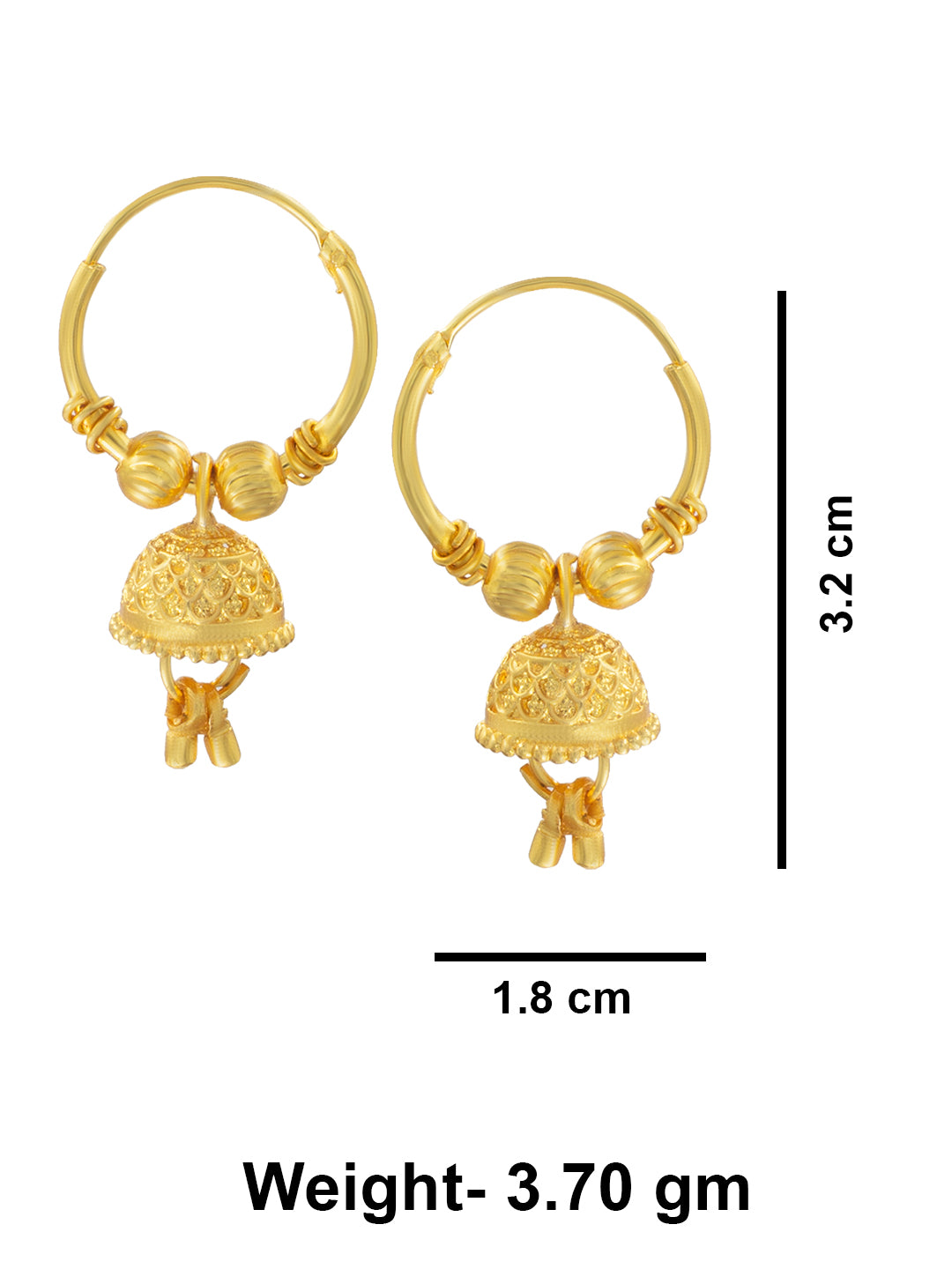 Gold-Plated Dome Shaped Hoop Earrings