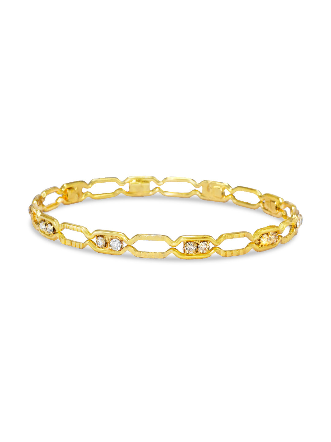 Set Of 4 Gold-Plated Rhinestone Studded Bangles