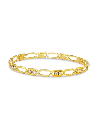 Set Of 4 Gold-Plated Rhinestone Studded Bangles