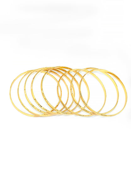 Set Of 8 Gold-Plated Minimal Bangles