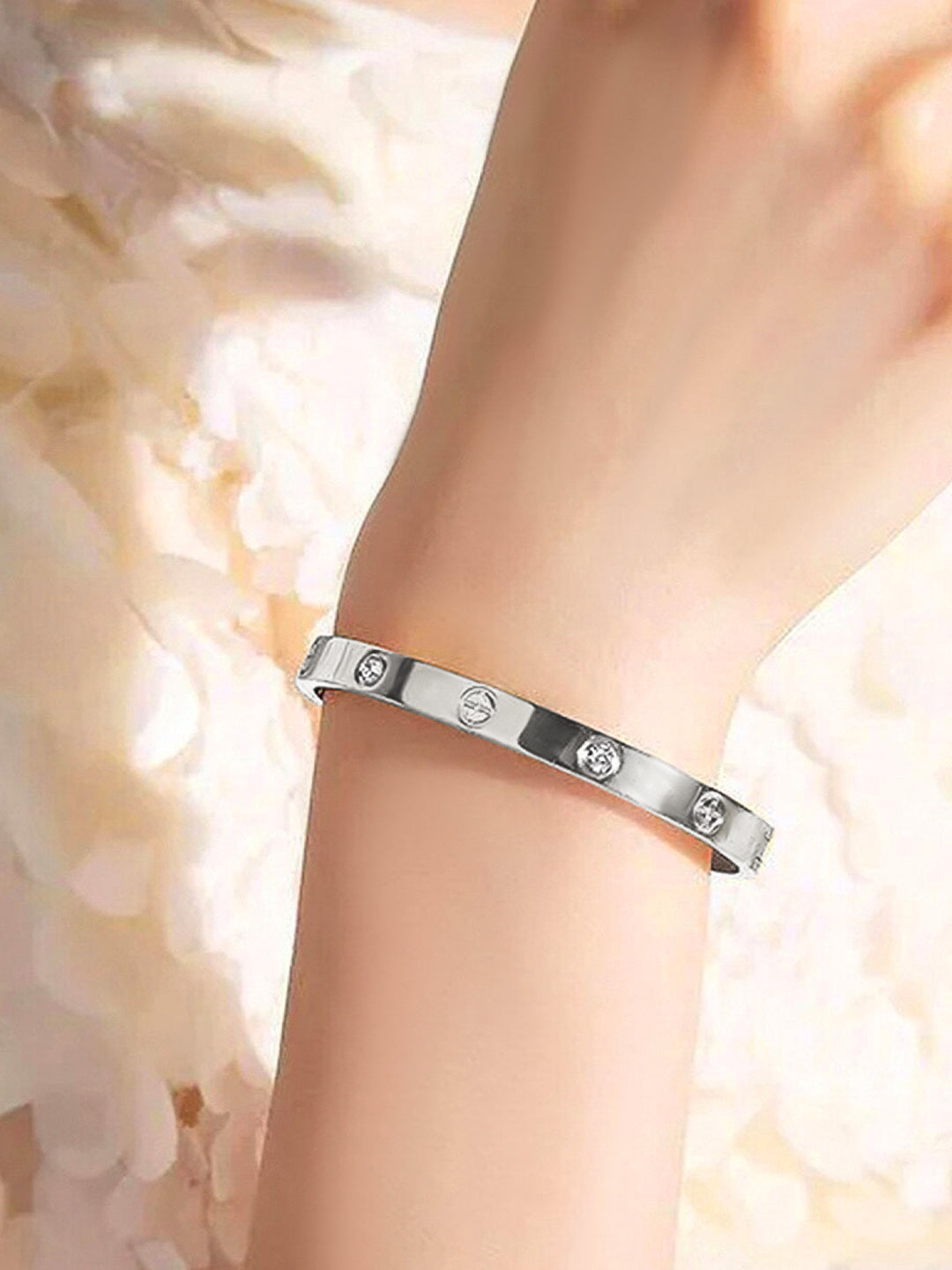 Rhodium Plated American Diamond Studded Bracelet