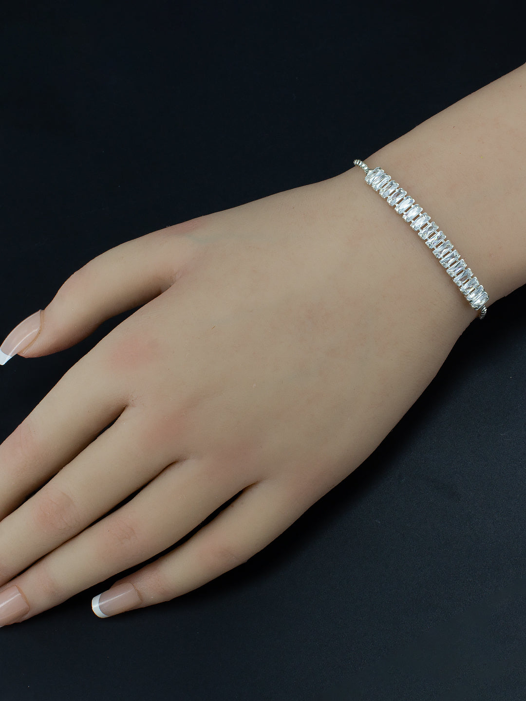 Silver Plated CZ Studded Wrap Bracelet