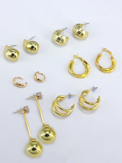 Pack of 6 Gold Plated Hoops & Studs Earrings