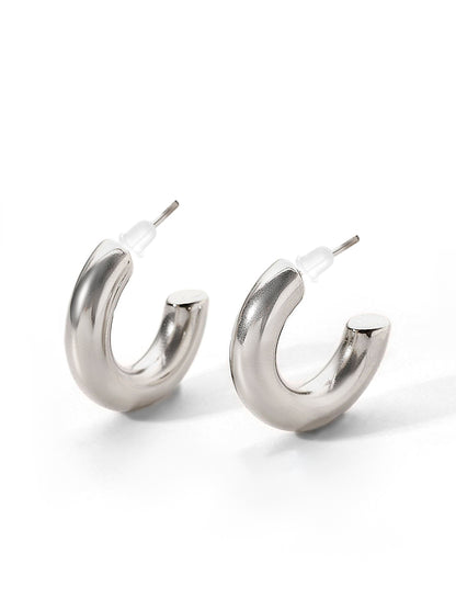 Silver Plated Half Hoop Earrings