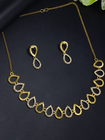 Gold Plated Artificial Stone Studded Jewellery Set