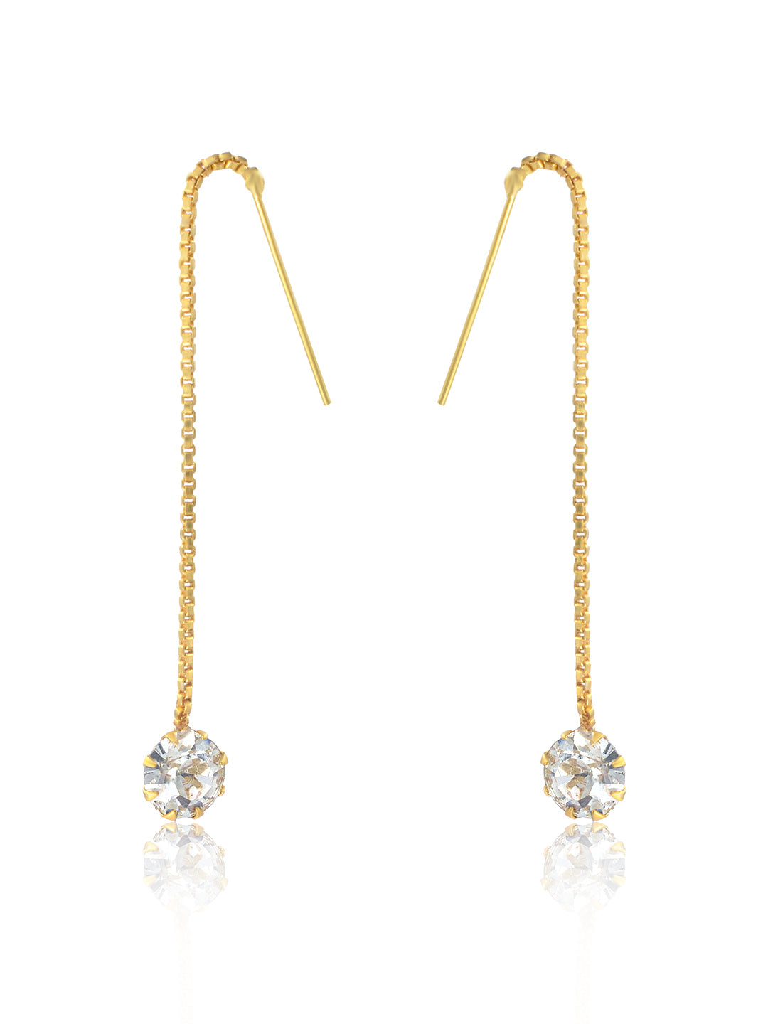 Gold-Plated CZ Studded Sui Dhaga Drop Earrings