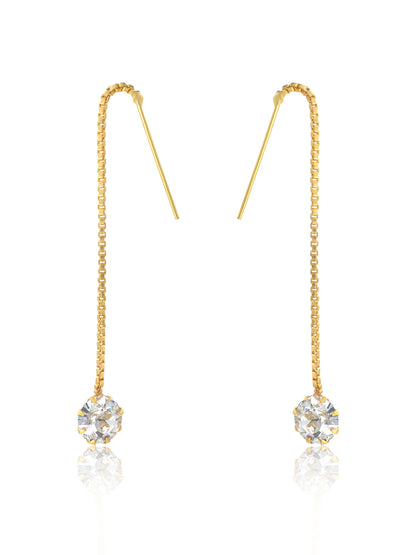 Gold-Plated CZ Studded Sui Dhaga Drop Earrings