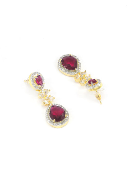 Gold Plated Red American Diamond Jewellery Set