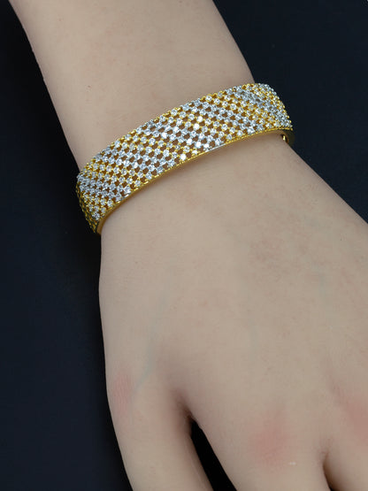 Gold Plated American Diamond Studded Cuff Bracelet