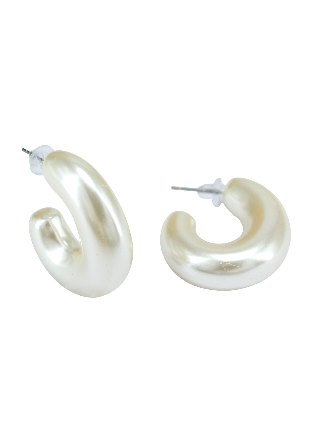 White Half Hoop Earrings