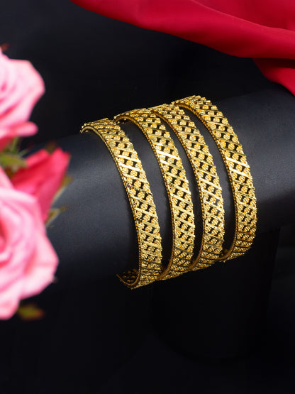 Set of 4 Gold Plated Floral Bangles