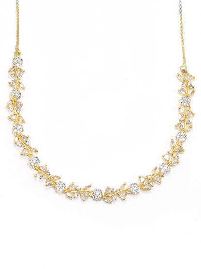 Gold Plated Floral American Diamond Studded Jewellery Set