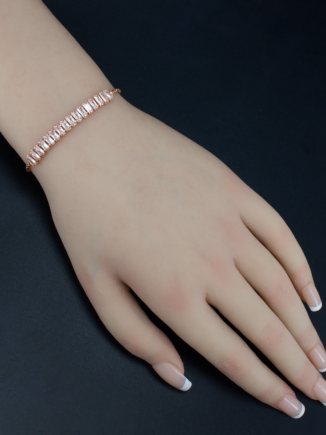 Rose Gold Plated CZ Studded Wrap Bracelet