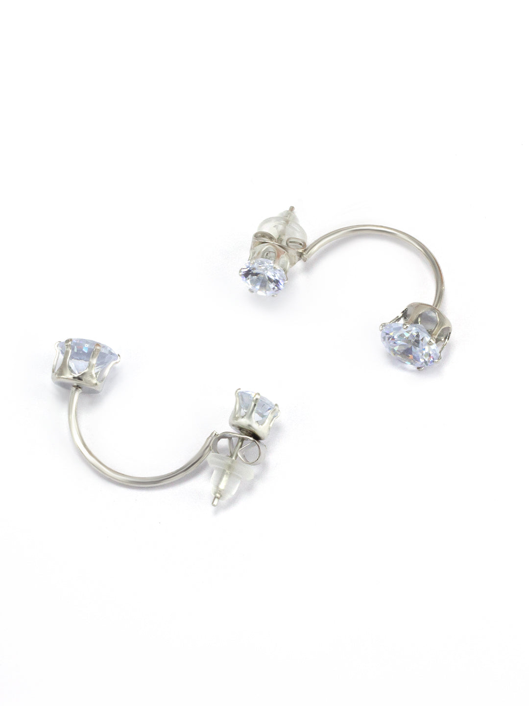 Silver Plated Artificial Stone Studded Drop Earrings