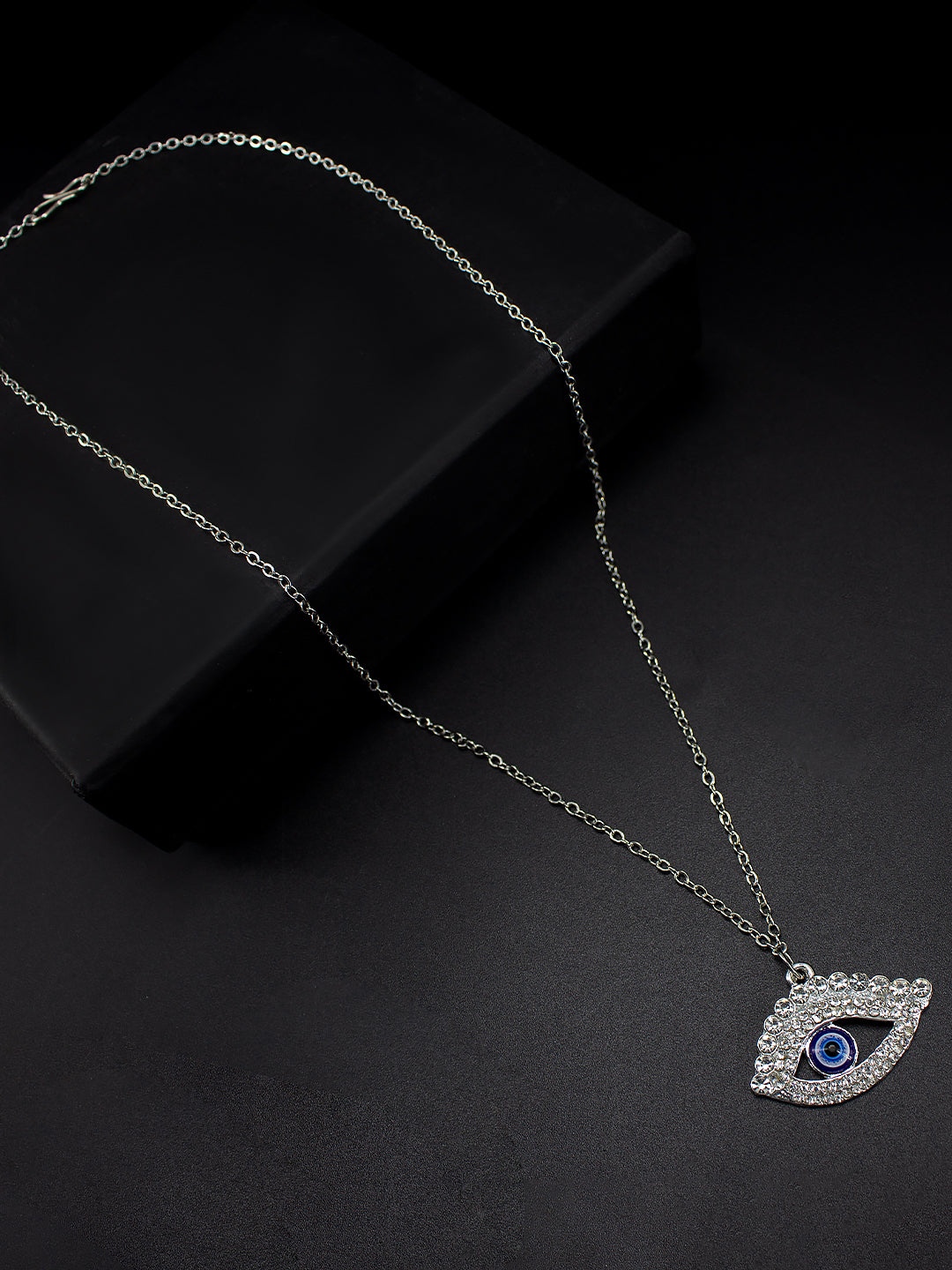 Silver Evil Eye Pendant with Chain