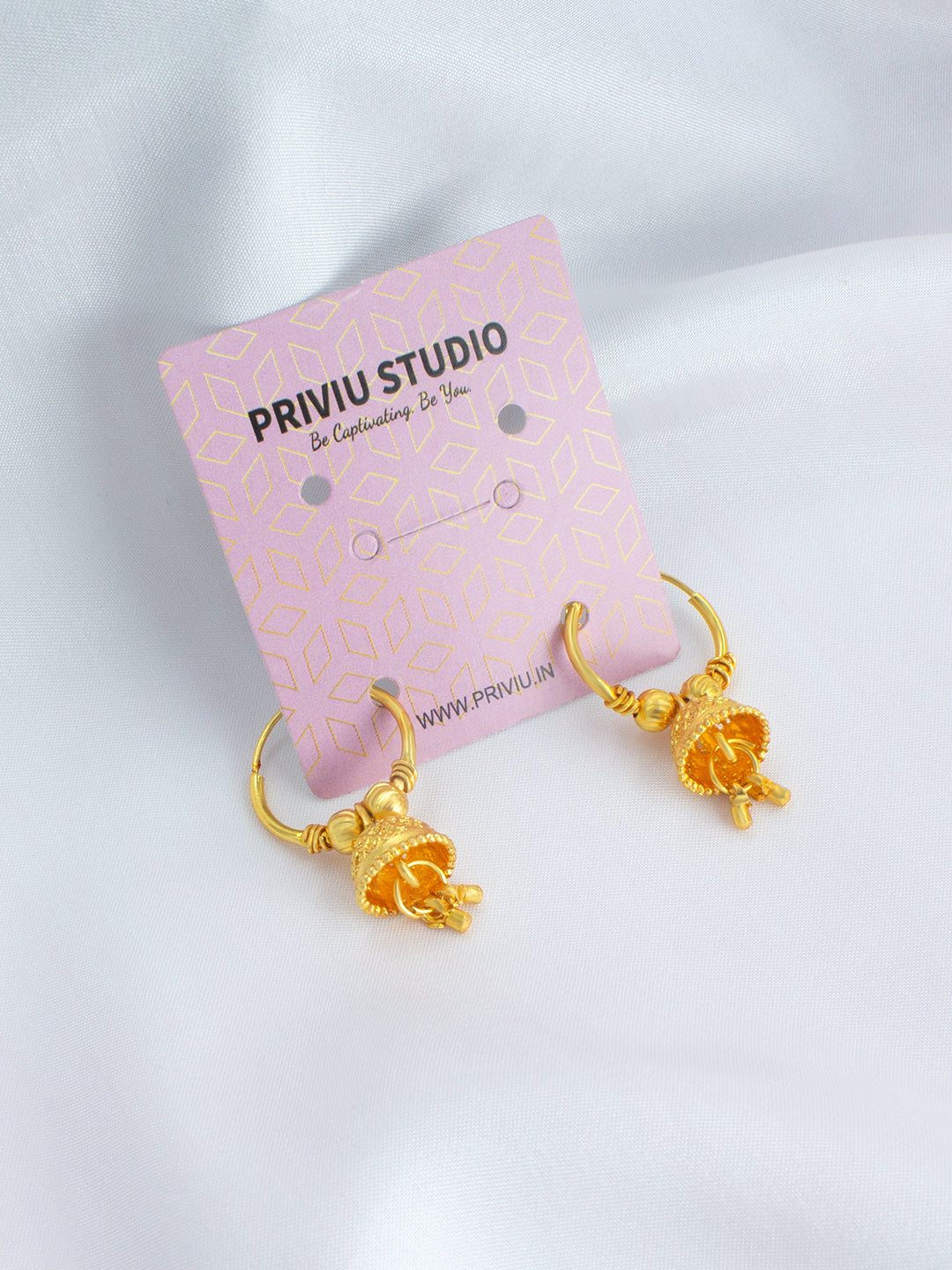 Gold-Plated Dome Shaped Hoop Earrings