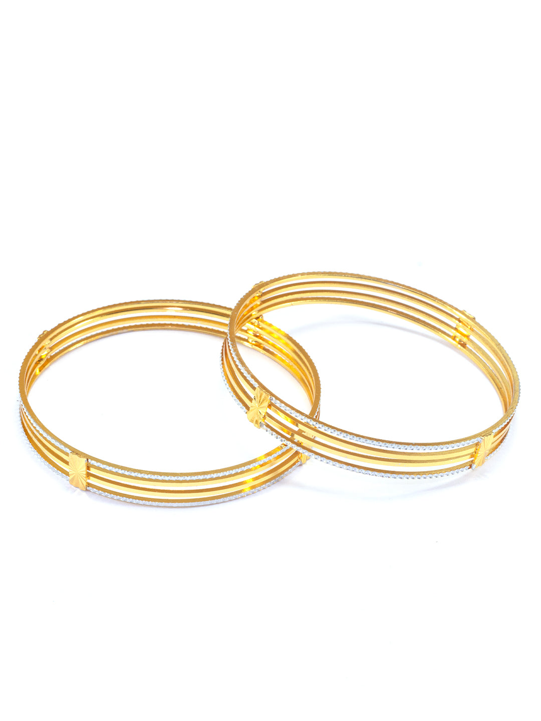 Gold Plated Modern Minimal Bangle Pair