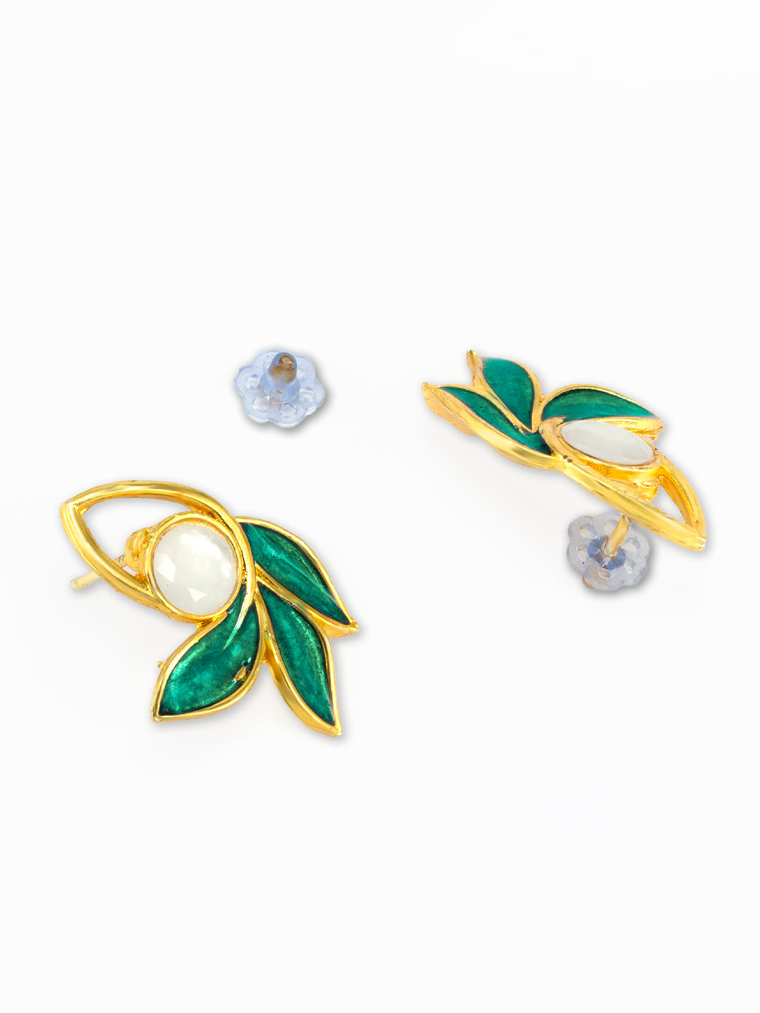 Gold Plated Green Leaf Shaped Jewellery Set