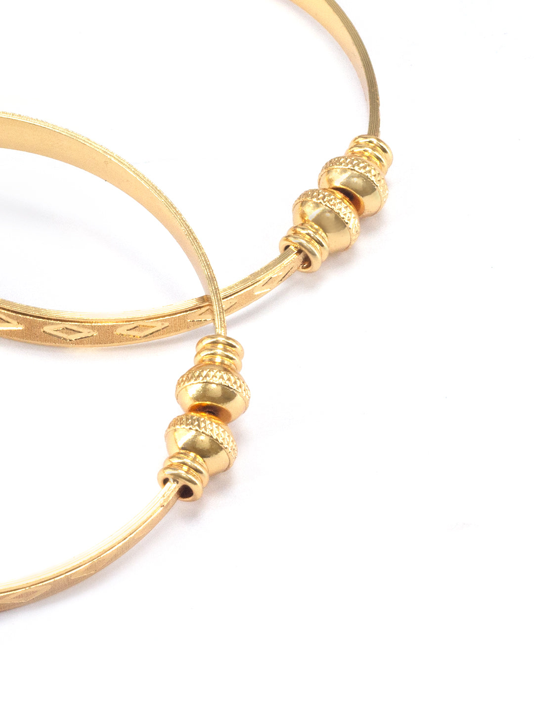 Gold Plated Kada Style Adjustable Bangle Pair