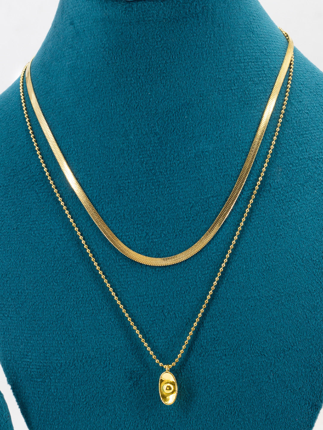 Double Layered Oval Chain Necklace | Trendy Anti Tarnish Heart Chain Necklace