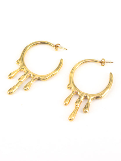 Gold Plated Drip Half Hoop Trendy Earrings