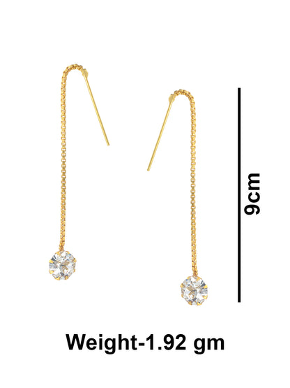 Gold-Plated CZ Studded Sui Dhaga Drop Earrings