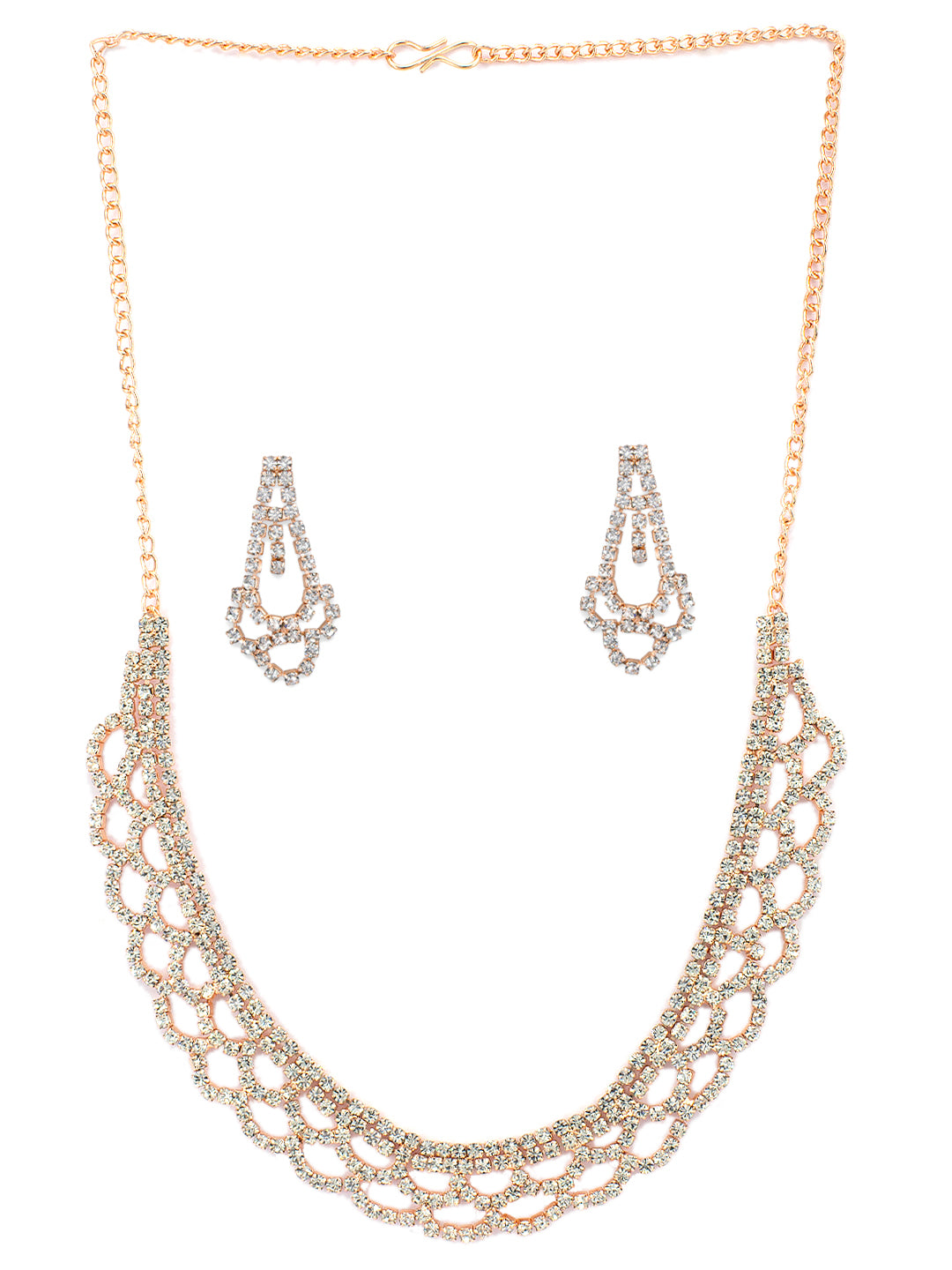 Rose Gold-Plated CZ Studded Jewellery Set