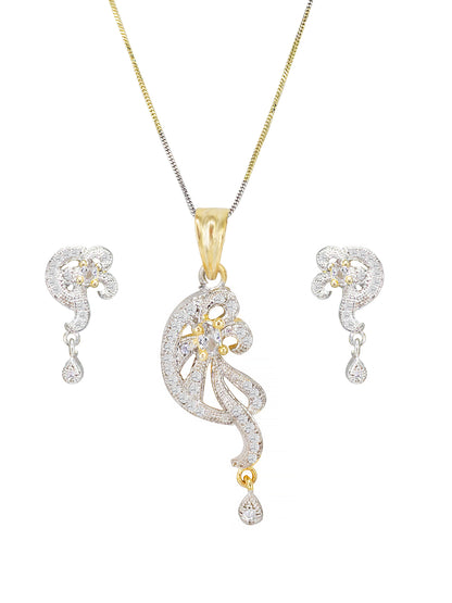 Gold Plated American Diamond Studded Pendant Set