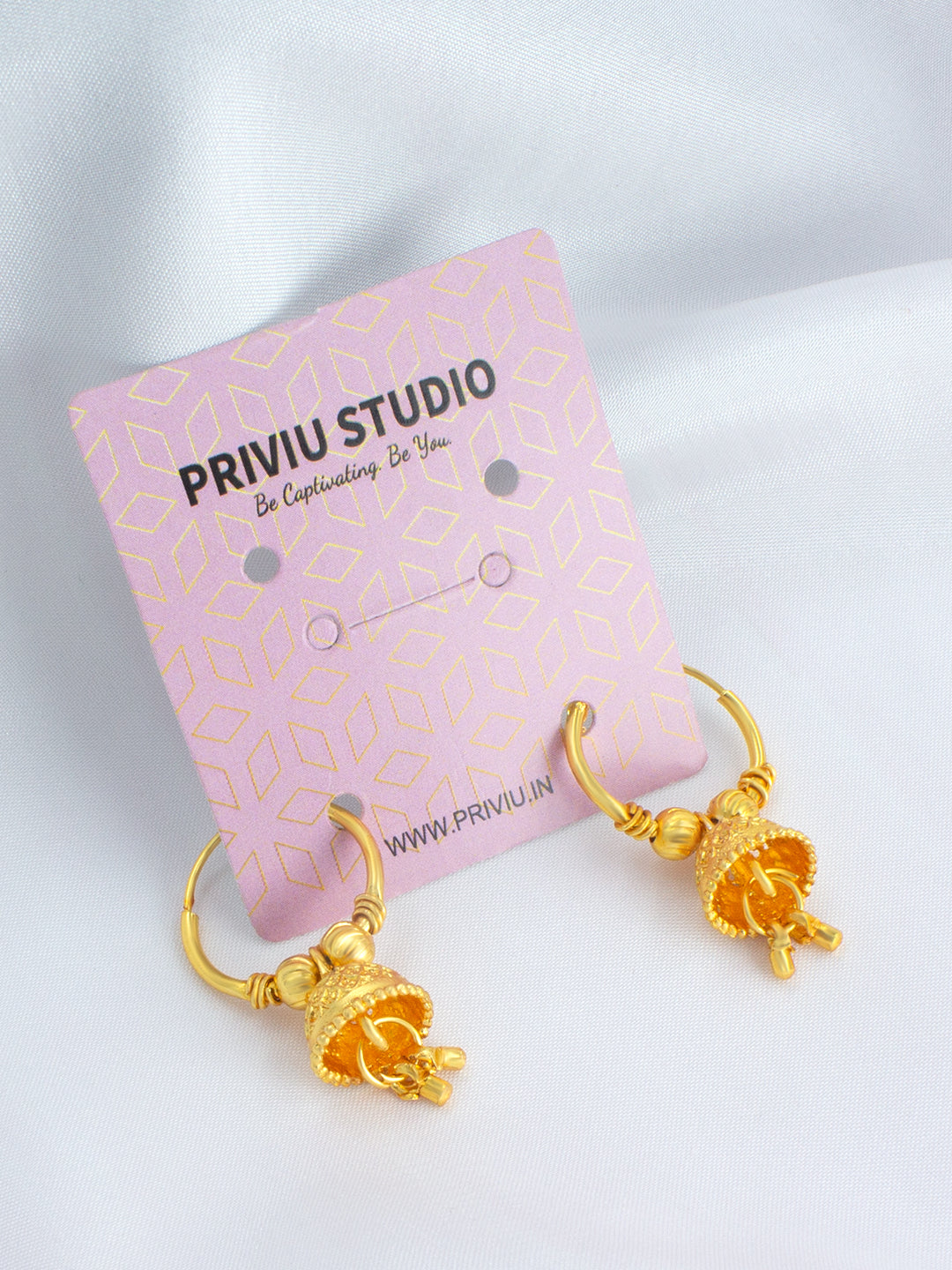 Gold-Plated Dome Shaped Hoop Earrings