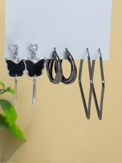 Pack of 4 Silver Plated Hoop & Drop Earrings