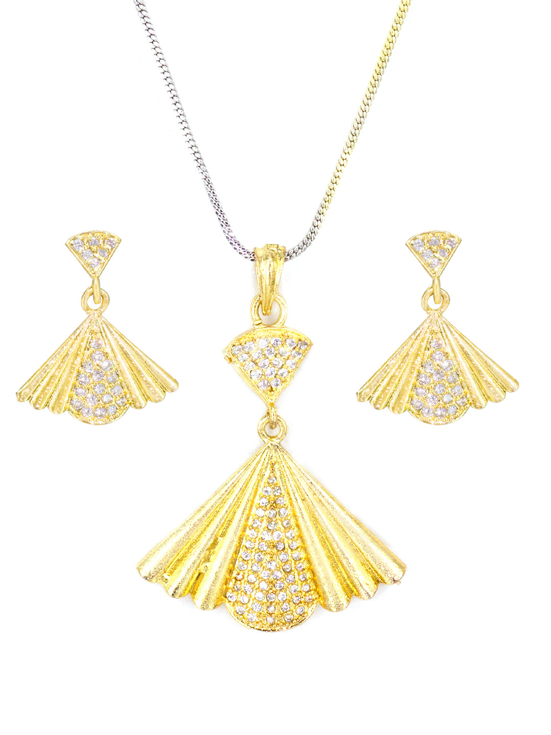 Gold Plated American Diamond Studded Pendant Set