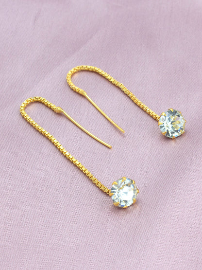 Gold-Plated CZ Studded Sui Dhaga Drop Earrings