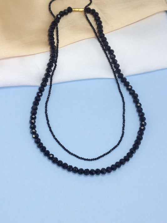 Set Of Two Black Beaded Necklace Mala