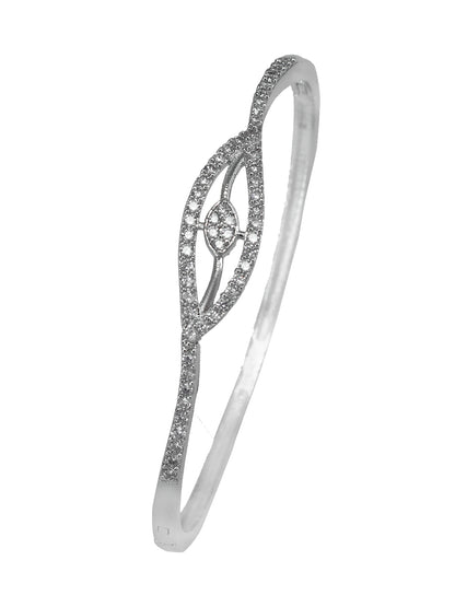 Rhodium Plated American Diamond Studded Bracelet