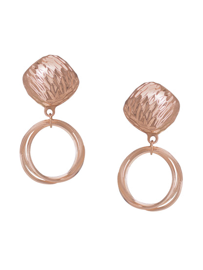 Rose Gold Plated Contemporary Drop Earrings