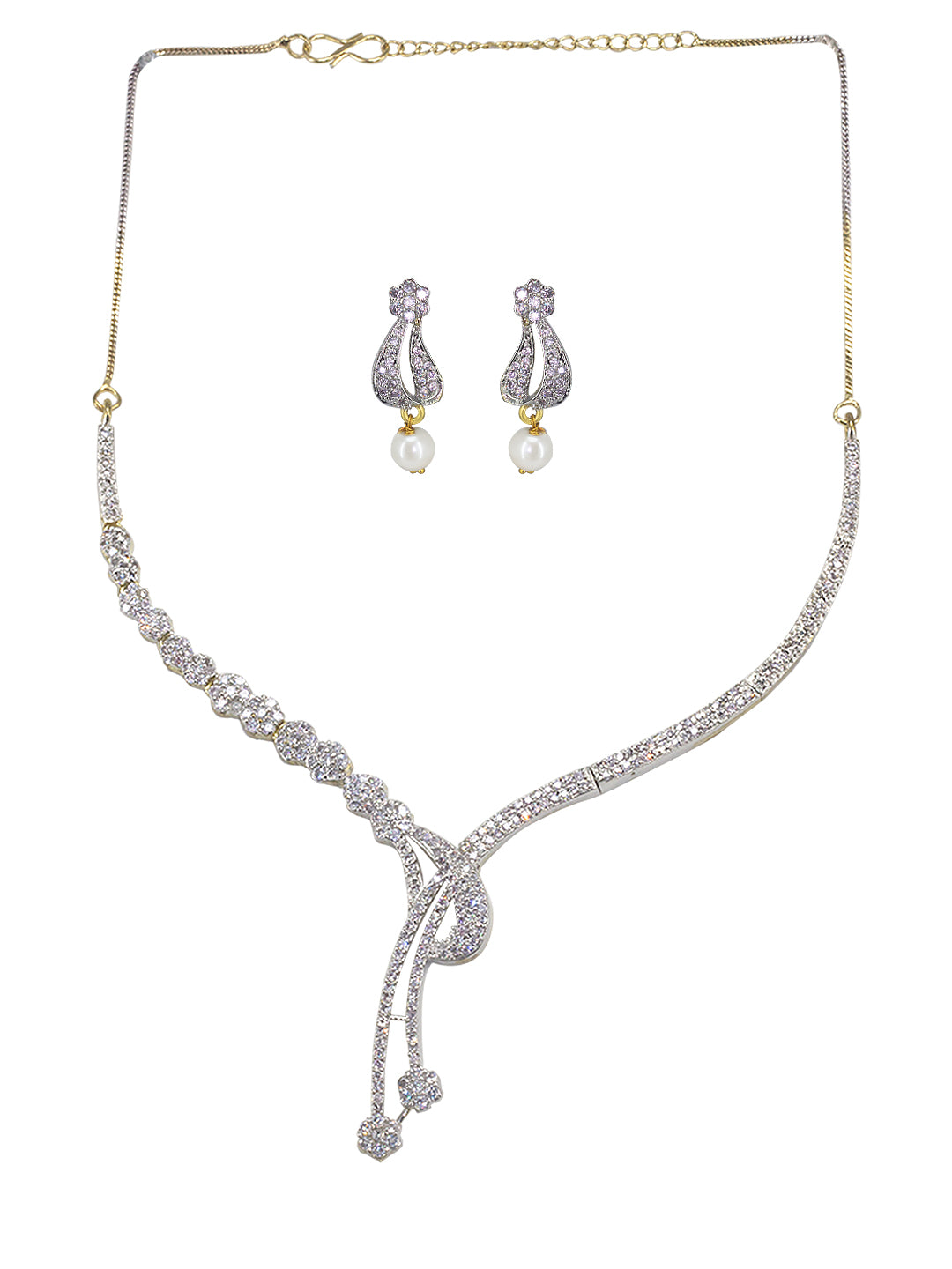 Gold Plated American Diamond Statement Jewellery Set