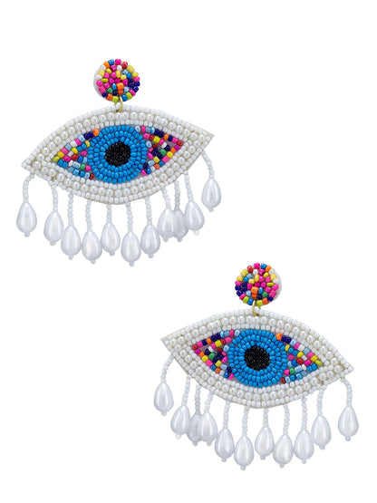 Evil Eye Beaded Quirky Drop Earrings