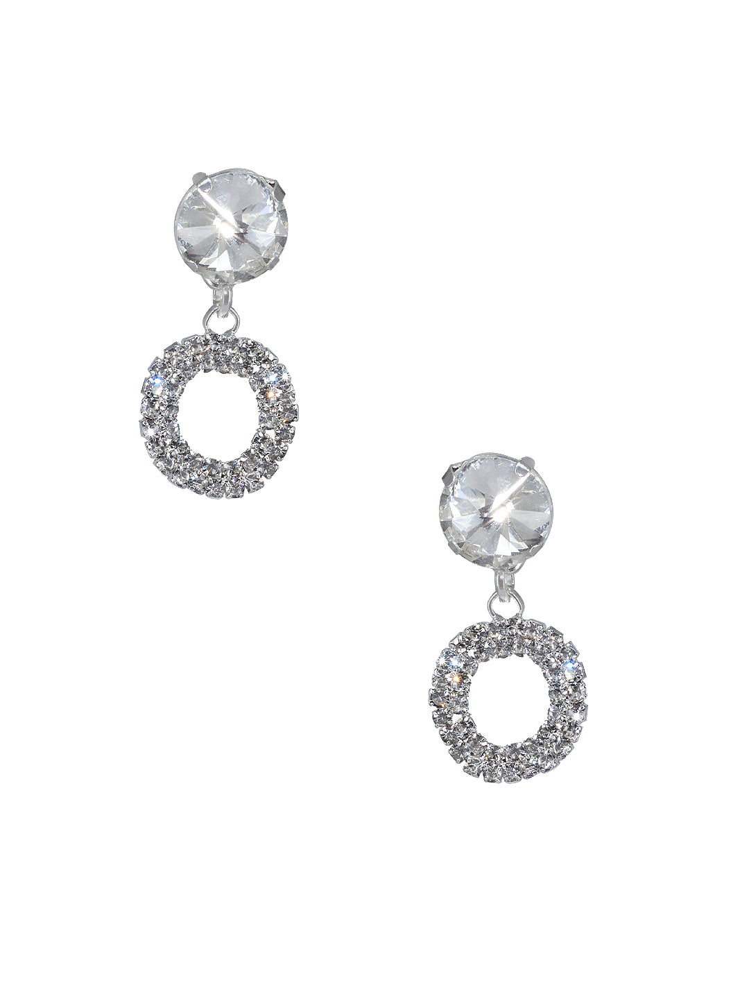 Silver Plated Rhinestone Studded Earrings