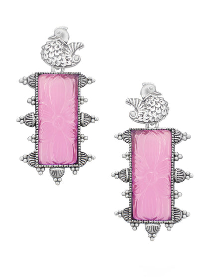 Silver Plated Pink Drop Earrings