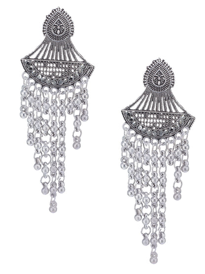 Silver Oxidised Drop Jhumka Earrings