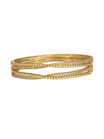 Gold Plated American Diamond Heart Bangle Pair