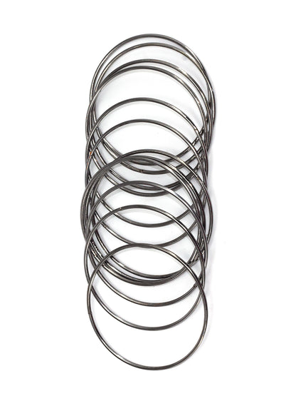 Set Of 12 Silver-Plated Minimal Basic Bangles