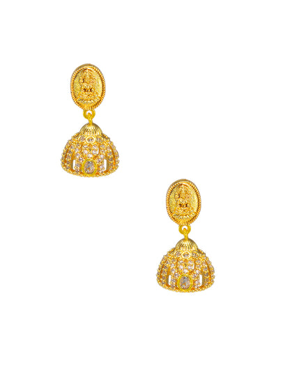 Gold Plated American Diamond Temple Jewellery Set