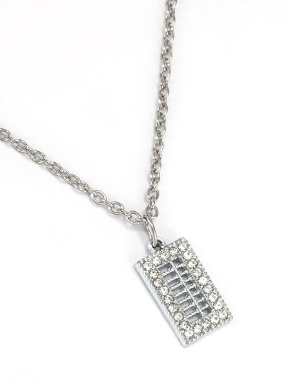 Silver Plated Square Shaped Pendant & Studs Set