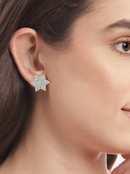 Rose Gold-Plated CZ Studded Studs Earrings