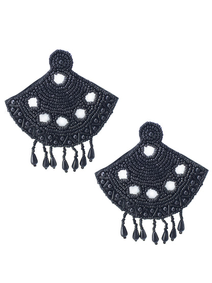 Black Beaded Handmade Drop Earrings