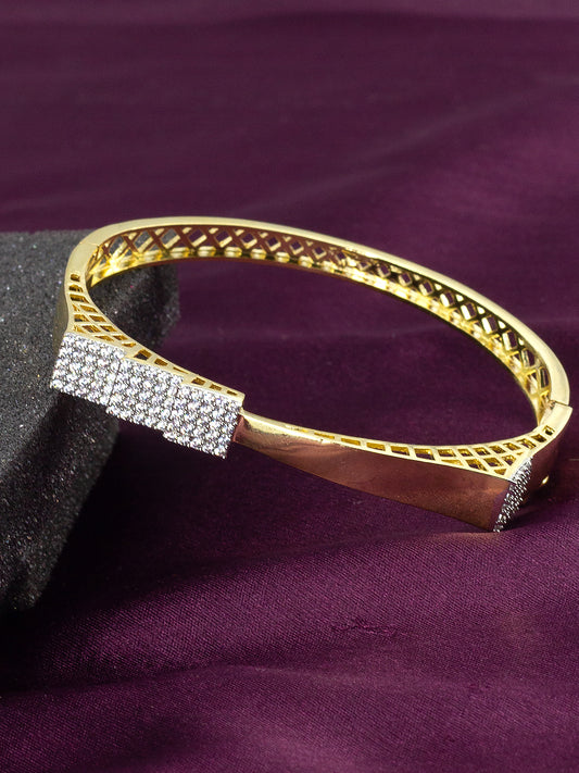 Gold Plated American Diamond Studded Bracelet Gift For Women